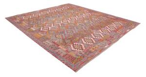Tappeto Kilim Geometrico Rosso Mattone Multicolore 255x296 Cm