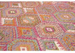 Tappeto Kilim Geometrico Rosa Antico Mattone 255x345 Cm