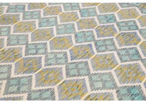 Tappeto Kilim Geometrico Blu Turchese 250x299 Cm