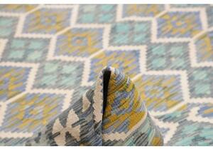 Tappeto Kilim Geometrico Blu Turchese 250x299 Cm