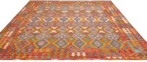 Tappeto Kilim Geometrico Rame Turchese 256x294 Cm