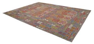 Tappeto Kilim Stilizzato Grigio Multicolore 253x349 Cm