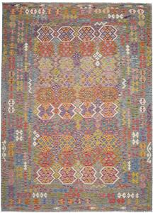 Tappeto Kilim Stilizzato Grigio Multicolore 253x349 Cm