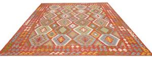 Tappeto Kilim Geometrico Rosso Azzurro 253x294 Cm