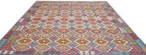 Tappeto Kilim Geometrico Azzurro Rosso 256x299 Cm