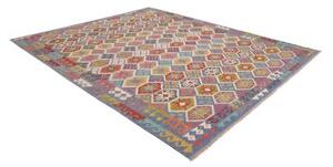 Tappeto Kilim Geometrico Azzurro Rosso 256x299 Cm