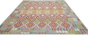 Tappeto Kilim Geometrico Azzurro Rosso Mattone 252x296 Cm