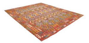 Tappeto Kilim Geometrico Rame Turchese 256x294 Cm