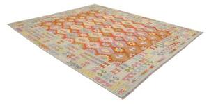 Tappeto Kilim Geometrico Arancione Azzurro 254x294 Cm