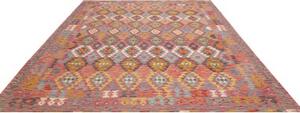 Tappeto Kilim Geometrico Rosso Multicolore 254x293 Cm