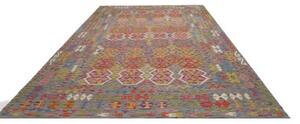 Tappeto Kilim Stilizzato Grigio Multicolore 253x349 Cm