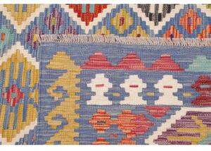Tappeto Kilim Geometrico Azzurro Rosso 256x299 Cm