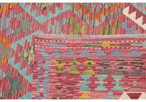 Tappeto Kilim Geometrico Rosso Mattone Multicolore 255x296 Cm