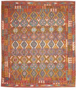 Tappeto Kilim Geometrico Rame Turchese 256x294 Cm