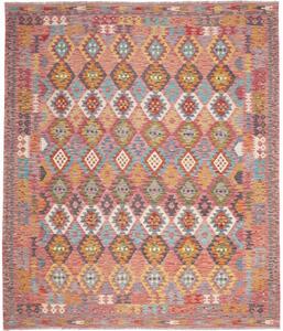 Tappeto Kilim Geometrico Rosso Multicolore 254x293 Cm