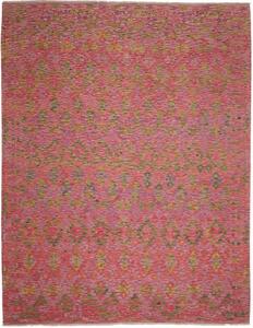 Tappeto Kilim Geometrico Rosso Verde 282x364 Cm