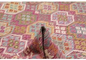 Tappeto Kilim Stilizzato Rosso Malva Multicolore 266x343 Cm