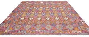 Tappeto Kilim Geometrico Porpora Arancione 256x299 Cm