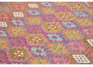 Tappeto Kilim Geometrico Porpora Arancione 256x299 Cm