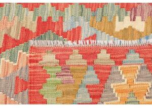Tappeto Kilim Geometrico Rosso Mattone Multicolore Corsia 84x292 Cm