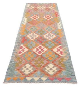 Tappeto Kilim Geometrico Azzurro Rosso Corsia 78x297 Cm