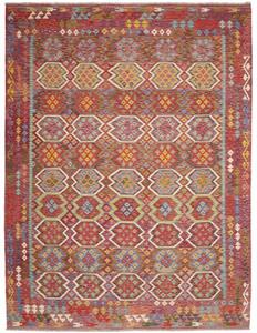 Tappeto Kilim Geometrico Rosso Ruggine Multicolore 258x342 Cm