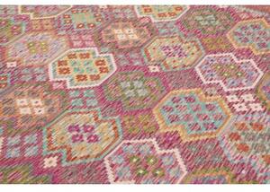 Tappeto Kilim Stilizzato Rosso Malva Multicolore 266x343 Cm