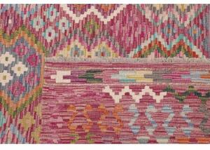 Tappeto Kilim Stilizzato Rosso Malva Multicolore 266x343 Cm