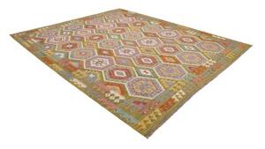 Tappeto Kilim Geometrico Verde Oliva Multicolore 257x295 Cm