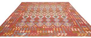 Tappeto Kilim Geometrico Rosso Mattone Multicolore 257x294 Cm
