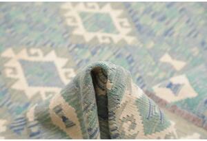 Tappeto Kilim Geometrico Azzurro Avorio 266x352 Cm
