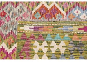 Tappeto Kilim Stilizzato Verde Oliva Multicolore 262x345 Cm