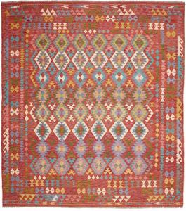 Tappeto Kilim Geometrico Rosso Mattone Multicolore 257x294 Cm