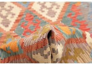 Tappeto Kilim Geometrico Azzurro Rosso Corsia 78x297 Cm