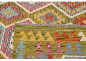 Tappeto Kilim Geometrico Verde Oliva Multicolore 257x295 Cm