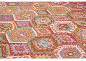 Tappeto Kilim Stilizzato Rosso Mattone Multicolore 309x384 Cm
