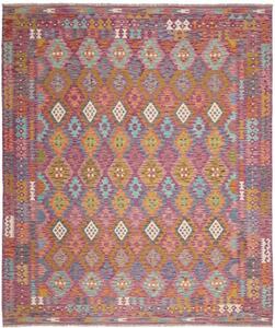 Tappeto Kilim Geometrico Porpora Arancione 256x299 Cm
