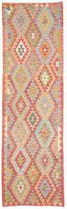 Tappeto Kilim Geometrico Rosso Mattone Multicolore Corsia 84x292 Cm