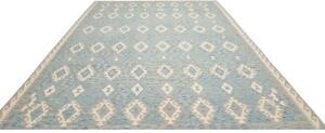 Tappeto Kilim Geometrico Azzurro Avorio 266x352 Cm