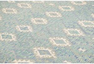 Tappeto Kilim Geometrico Azzurro Avorio 266x352 Cm