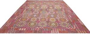 Tappeto Kilim Stilizzato Rosso Malva Multicolore 266x343 Cm
