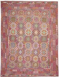 Tappeto Kilim Stilizzato Rosso Malva Multicolore 266x343 Cm
