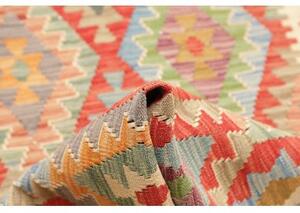 Tappeto Kilim Geometrico Rosso Mattone Multicolore Corsia 84x292 Cm