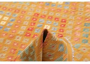 Tappeto Kilim Stilizzato Giallo Senape Rosso 199x299 Cm