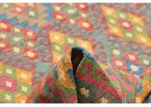 Tappeto Kilim Geometrico Rosso Mattone Azzurro 211x295 Cm