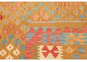 Tappeto Kilim Stilizzato Giallo Senape Rosso 199x299 Cm