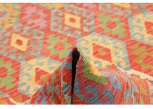 Tappeto Kilim Geometrico Rosso Multicolore 205x296 Cm