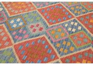 Tappeto Kilim Geometrico Blu Rosso 175x250 Cm