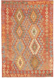Tappeto Kilim Geometrico Rosso Ruggine Beige 125x184 Cm