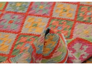 Tappeto Kilim Geometrico Rosso Corallo Multicolore 120x183 Cm